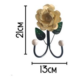 Cabide 2 Ganchos Rosas de Ferro - Suporte Duplo:bege - 3