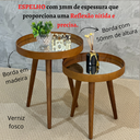 Ver imagem 5 de Mesa Centro Espelhada Redonda Auxiliar Pé Palito Sala Estar:madeirado com Espelhos