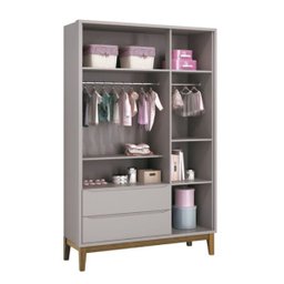 Kit Quarto Infantil Square Cinza - Berço + Cômoda com Porta + Guarda-roupa 3 Portas - 6
