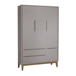 Kit Quarto Infantil Square Cinza - Berço + Cômoda com Porta + Guarda-roupa 3 Portas - 5