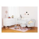 Ver imagem 1 de Kit Quarto de Bebê Retrô Theo - Berço + Cômoda + Poltrona de Amamentação e Puff - Branco