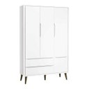 Ver imagem 4 de Kit Quarto de Bebê Retrô com Berço Minicama + Cômoda + Guarda-roupa - Branco