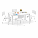Ver imagem 2 de Jogo de Mesa Infantil 120 com 4 Cadeiras Brancas Resistente Refeitório Escola Creche Atividade