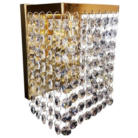 Arandela Meia face dourara com pedras de cristais