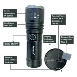 Lanterna Tatika Led Laser Ultra Potente 2km Telesc Lt8516 - 4