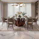 Ver mais imagens de Mesa Jantar 6 Lugares 2,0m x 1,0m Base de Raiz Natural com Tampo Vidro Temperado Cor:Vidro Translú