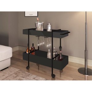 Carrinho Bar Estilo Industrial 90x33cm 27813 Steel Quadra Artesano - Preto