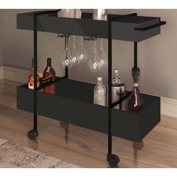 Carrinho Bar Estilo Industrial 90x33cm 27813 Steel Quadra Artesano - Preto - 3