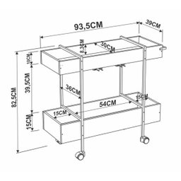 Carrinho Bar Estilo Industrial 90x33cm 27813 Steel Quadra Artesano - Preto - 4