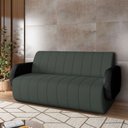 Ver imagem 1 de Sofá Decorativo Living Sala de Estar Bornéu 148cm pés de Madeira PU/Veludo Preto/Grafite G33 - Gran