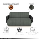 Ver imagem 3 de Sofá Decorativo Living Sala de Estar Bornéu 148cm pés de Madeira PU/Veludo Preto/Grafite G33 - Gran