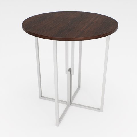 Mesa Redonda Industrial 80cm Branca Tampo Madeira Imbuia