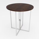 Ver imagem 1 de Mesa Redonda Industrial 80cm Branca Tampo Madeira Imbuia