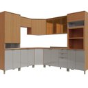 Ver imagem 3 de Cozinha Modulada 8 Peças 19 Portas e 2 Gavetas Karine Ii Marrom/Angelin/Nude