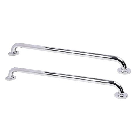 Barra Alça Apoio 60cm Aço Inox Kit 2 Uni PCD Acessibilidade Cadeirante Idoso Gestante Suporte Evita 