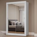 Ver imagem 1 de Guarda-roupa Solteiro 2 Portas de Correr com Espelhos Branco Milano Madesa Branco