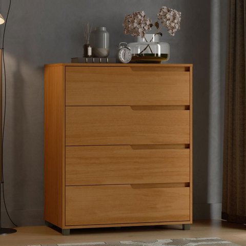 Cômoda Quarto 80cm X 104cm com 4 Gavetas Usinadas 100% Mdf Cor:nature