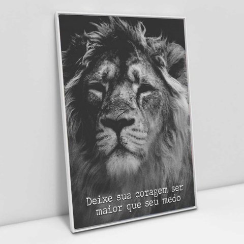 Quadro Motivacional em Telas Canvas Maior Que Seu Medo TaColado Moldura Flutuante 4,5cm Branca 120 x