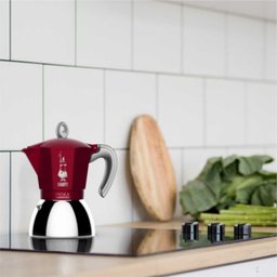 Cafeteira de indução Bialetti Prata Vermelha Moka Italiana 4 Xicara - 3