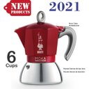 Ver imagem 1 de Cafeteira de Indução Bialetti Prata Vermelha Moka Italiana 6 Xicara