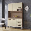 Ver imagem 1 de Kit Cozinha Compacta Vitória 118 cm 4 Portas 3 Gavetas Moblis: Savana Off White