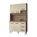 Ver imagem 3 de Kit Cozinha Compacta Vitória 118 cm 4 Portas 3 Gavetas Moblis: Savana Off White