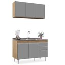 Ver imagem 6 de Armário Aéreo Virgínia e Balcão Com Pia 120cm Michigan Castanho/Cinza - Lumil Lumil Móveis