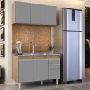 Ver imagem 2 de Armário Aéreo Virgínia e Balcão Com Pia 120cm Michigan Castanho/Cinza - Lumil Lumil Móveis