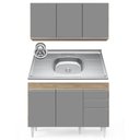 Ver imagem 1 de Armário Aéreo Virgínia e Balcão Com Pia 120cm Michigan Castanho/Cinza - Lumil Lumil Móveis