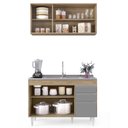 Ver imagem 3 de Armário Aéreo Virgínia e Balcão Com Pia 120cm Michigan Castanho/Cinza - Lumil Lumil Móveis