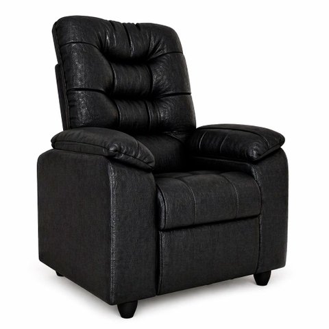 Poltrona Marfim Reclinável Courino Preto Brilho - Sallar Home