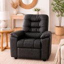 Ver imagem 2 de Poltrona Marfim Reclinável Courino Preto Brilho - Sallar Home