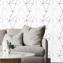 Ver imagem 2 de Papel de Parede Adesivo Zara Branco Prata Quarto Sala 12m