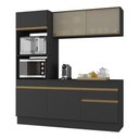 Ver imagem 1 de Armário de Cozinha Compacta 3 Peças com Rodapé Mp2178 Made Multimóveis Preto/dourado