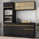 Ver imagem 2 de Armário de Cozinha Compacta 3 Peças com Rodapé Mp2178 Made Multimóveis Preto/dourado
