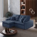 Ver imagem 3 de Sofá com Chaise A259 4 Lugares Retrátil e Reclinável 290cm Azul Linho