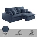 Ver imagem 6 de Sofá com Chaise A259 4 Lugares Retrátil e Reclinável 290cm Azul Linho