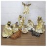 Presépio Natalino Decorativo Natal 9 Peças Resina Plus Seda Dourado 16cm - 1