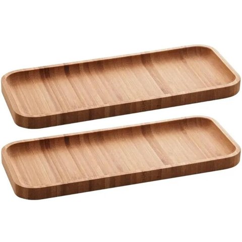 2 Petisqueiras Bambu 28x11cm Servir Frutas Sushi Hire Lyor