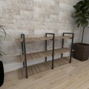 Ver imagem 1 de Mini Estante Industrial para Sala - Aço Preto - MDF 30cm - Madeira Escura - Modelo Ind12aeeps