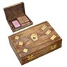 Jogo de Cartas e Dominó com Estojo de Madeira e Metal Dourado 23cm Paris Luz - 1