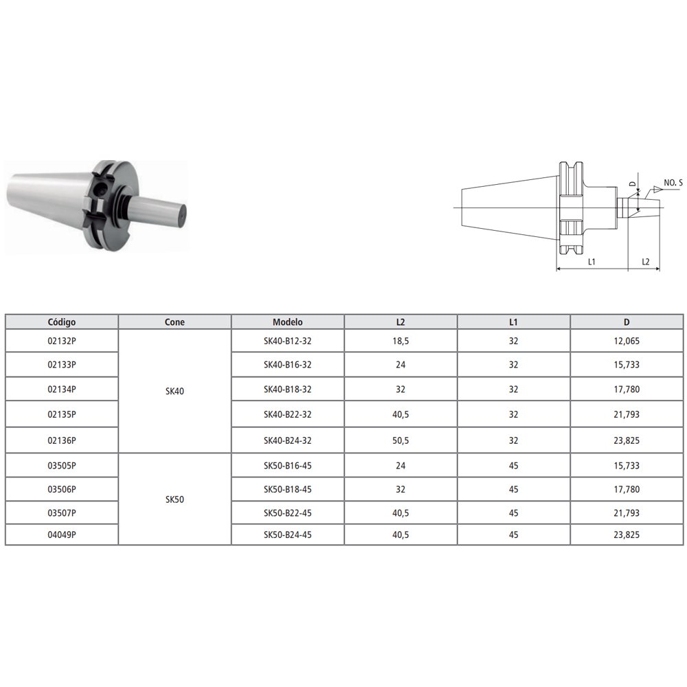 Haste para Mandril Modelo Sk40 - B22 - 32 - Din 69871 - 4