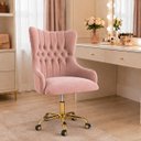 Ver imagem 1 de Cadeira Poltrona Home Office Helena Capitonê Base com Rodinhas Dourada