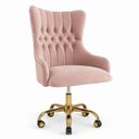 Ver imagem 2 de Cadeira Poltrona Home Office Helena Capitonê Base com Rodinhas Dourada