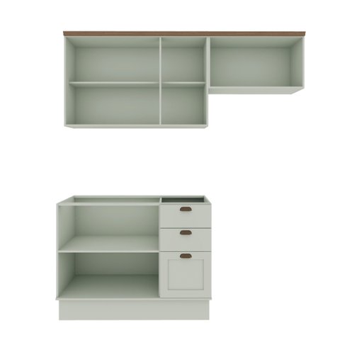 Cozinha Compacta 3PÇS 6 Pts 3 Gav Iluminata Verde Mint/Ebano
