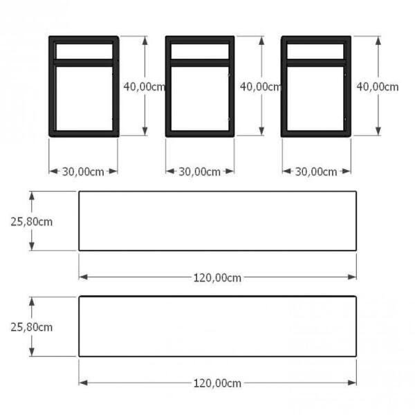 Prateleira industrial para escritório aço cor preto mdf 30cm modelo ind04 - 3