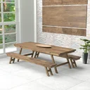 Ver imagem 1 de Mesa Rustica Com 2 Bancos Em Madeira