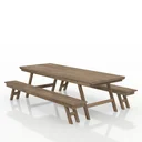 Ver imagem 2 de Mesa Rustica Com 2 Bancos Em Madeira