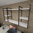 Ver imagem 1 de Prateleira industrial para escritório aço cor preto mdf 30cm modelo ind17