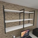 Ver imagem 1 de Prateleira industrial para escritório aço cor preto mdf 30cm modelo ind11